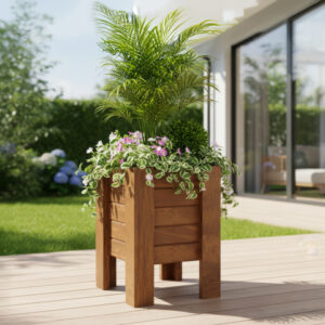 Dora Solo Norm - 39x39 cm Standart Kare Ahşap Saksı (32 cm İç Derinlik, Ayaklı) - Görsel 6