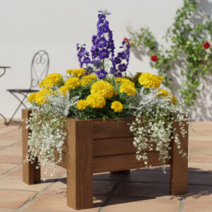 Dora Bold Slim - 53x53 cm Alçak Kare Ahşap Saksı (18 cm İç Derinlik, Ayaklı) - Görsel 4